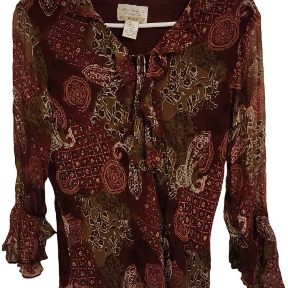 New York City Design Co. Women's Petites P/L Multicolor Floral Long Sleeve